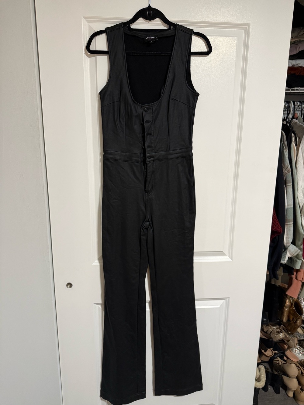 Retrofete Black Sleeveless Boot-Cut Jumpsuit